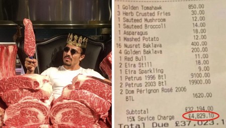 لندن.. فاتورة العشاء في مطعم Salt Bae بلغت 37 ألف إسترليني و5 آلاف منهم رسوم خدمة