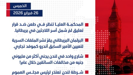 موجز أخبار بريطانيا من منصة #عرب_لندن:  الخميس : 26  فبراير / شباط 2026
